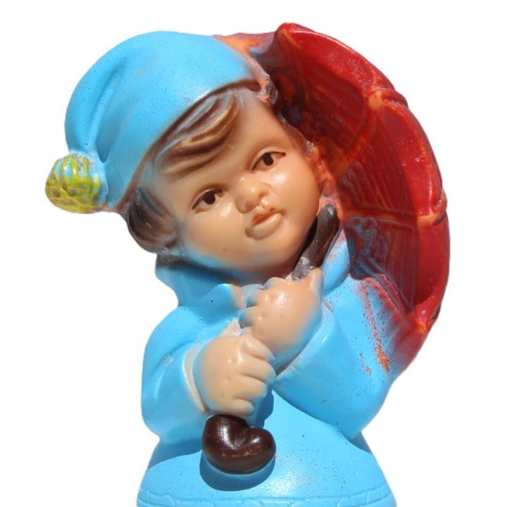Pouet vintage fille au parapluie, détail visage