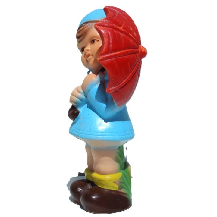 Pouet vintage fille au parapluie, profil gauche