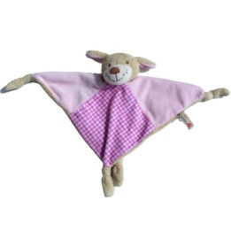 Doudou plat chien vichy rose, Keel Toys