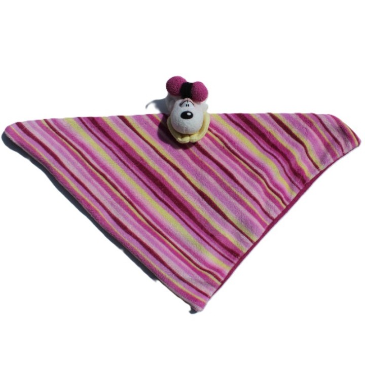 Doudou plat Didl, Didllina, rose fuschia à rayures