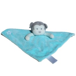 doudou plat singe Obaidi, couleur turquoise