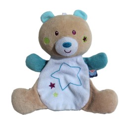 Doudou ours beige blanc étoile Sucre d'Orge