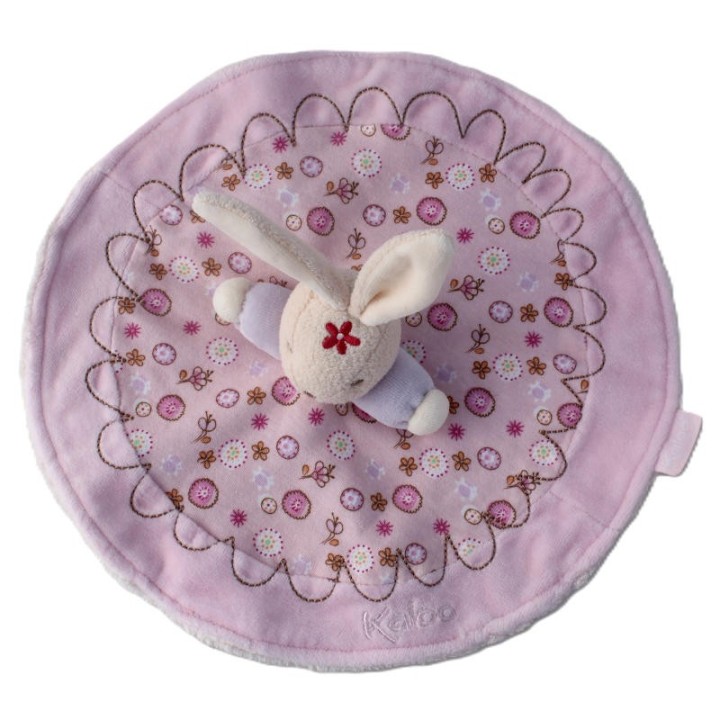 Doudou rond lapin rose, Kaloo, vue de dessus