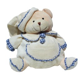 doudou peluche ours boule écru & vichy