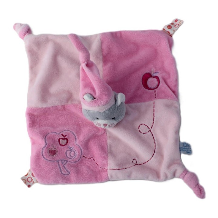doudou plat chat rose, Gipsy, vue de dessus