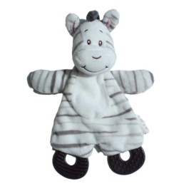 doudou plat zèbre avec anneau de dentition