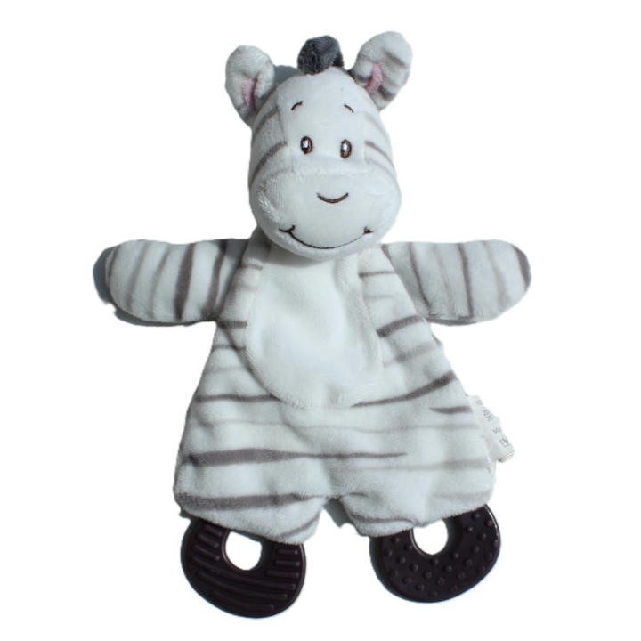 doudou plat zèbre avec anneau de dentition